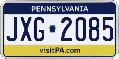 PA license plate JXG2085