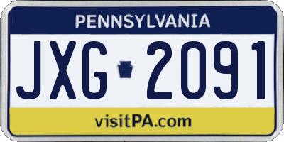 PA license plate JXG2091