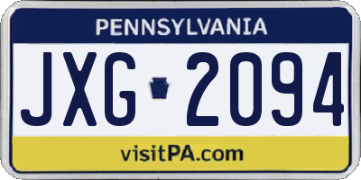 PA license plate JXG2094