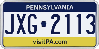 PA license plate JXG2113
