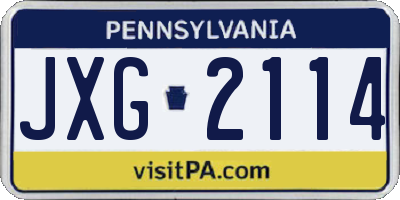 PA license plate JXG2114