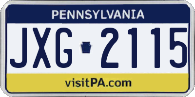 PA license plate JXG2115