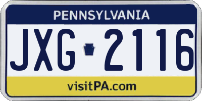 PA license plate JXG2116