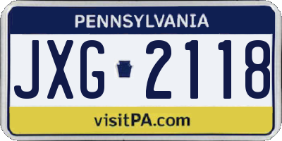PA license plate JXG2118
