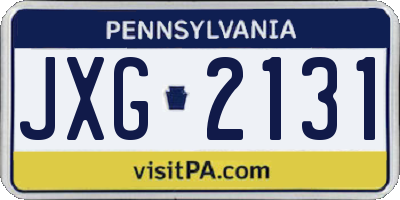 PA license plate JXG2131