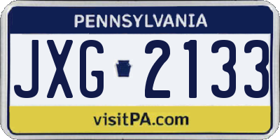 PA license plate JXG2133