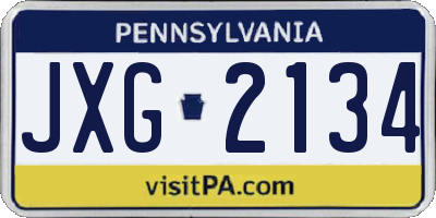 PA license plate JXG2134