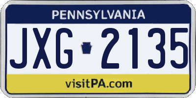 PA license plate JXG2135