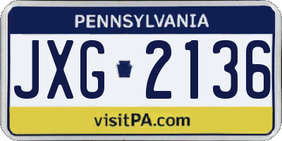 PA license plate JXG2136