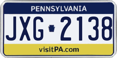 PA license plate JXG2138