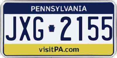PA license plate JXG2155