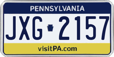 PA license plate JXG2157