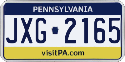 PA license plate JXG2165