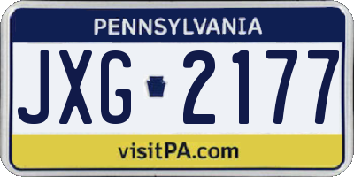 PA license plate JXG2177