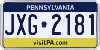 PA license plate JXG2181