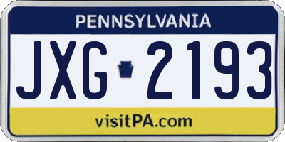 PA license plate JXG2193