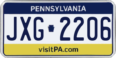 PA license plate JXG2206