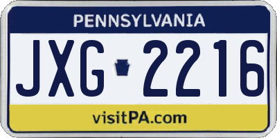 PA license plate JXG2216