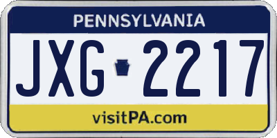 PA license plate JXG2217
