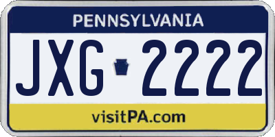 PA license plate JXG2222
