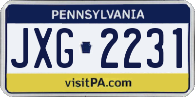 PA license plate JXG2231