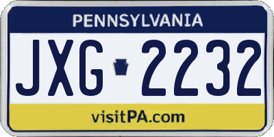 PA license plate JXG2232