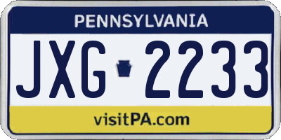 PA license plate JXG2233