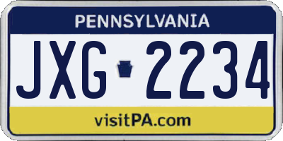 PA license plate JXG2234