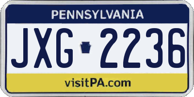 PA license plate JXG2236