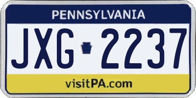 PA license plate JXG2237