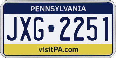 PA license plate JXG2251
