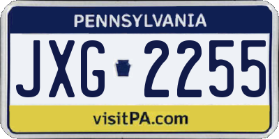 PA license plate JXG2255