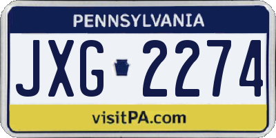 PA license plate JXG2274
