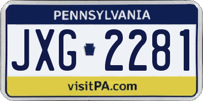 PA license plate JXG2281