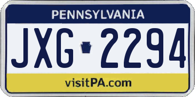 PA license plate JXG2294