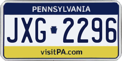 PA license plate JXG2296