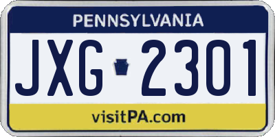 PA license plate JXG2301