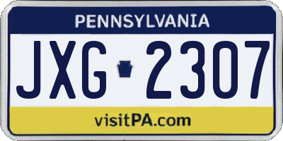 PA license plate JXG2307