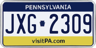 PA license plate JXG2309