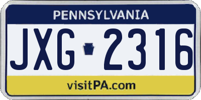 PA license plate JXG2316