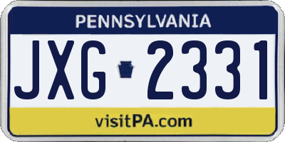 PA license plate JXG2331
