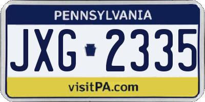 PA license plate JXG2335