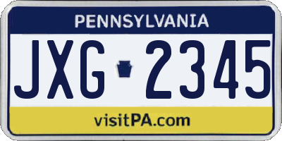 PA license plate JXG2345
