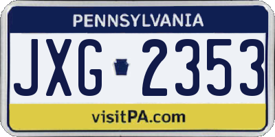 PA license plate JXG2353