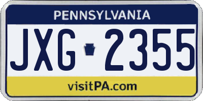 PA license plate JXG2355