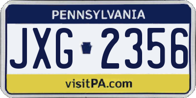 PA license plate JXG2356