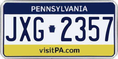 PA license plate JXG2357