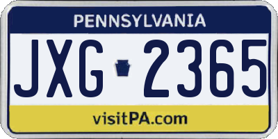 PA license plate JXG2365