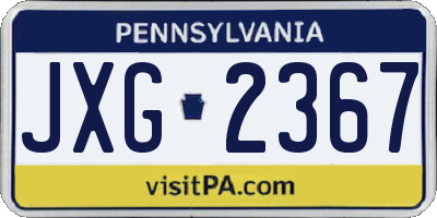 PA license plate JXG2367