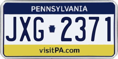 PA license plate JXG2371